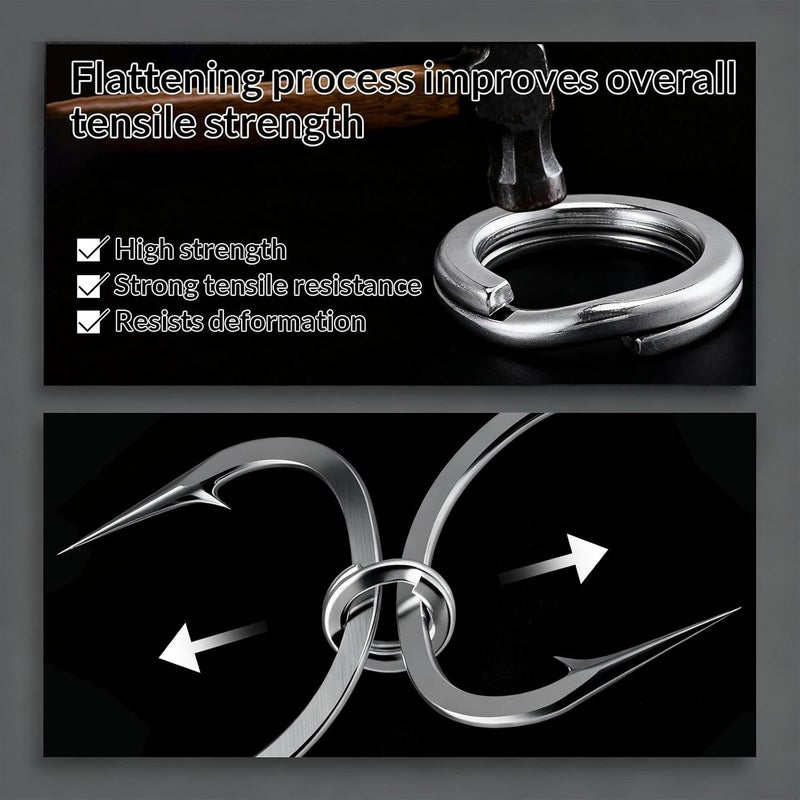 FishTrip Split Rings Fishing 200Pcs Stainless Steel heavy duty Split Ring Pliers Saltwater treble hooks Terminal Tackle Connector - Image 3